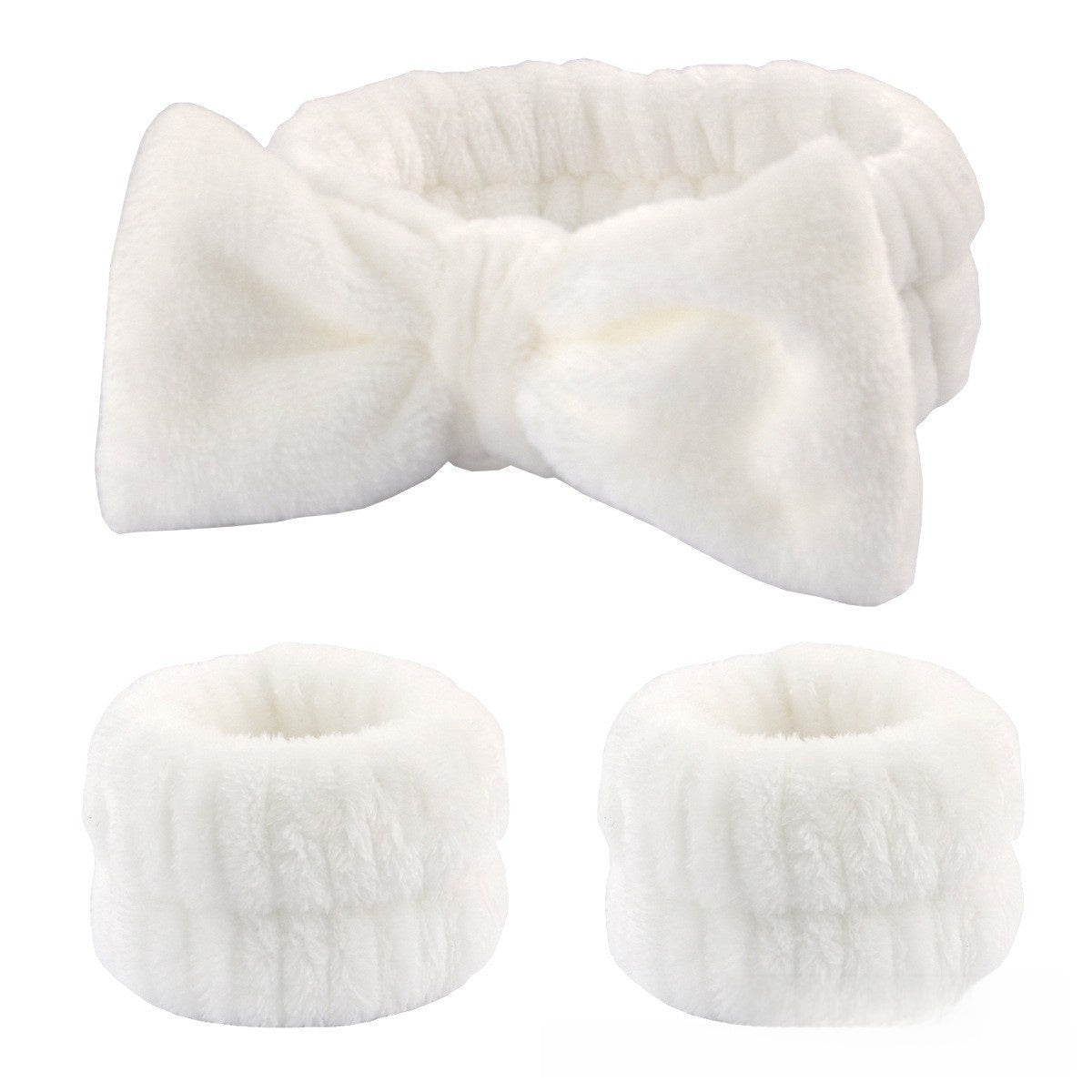 Soft Coral Fleece Hair and Wrist Band Set