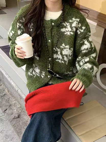 Soft Embroidered Snowflake Knit Cardigan for Women