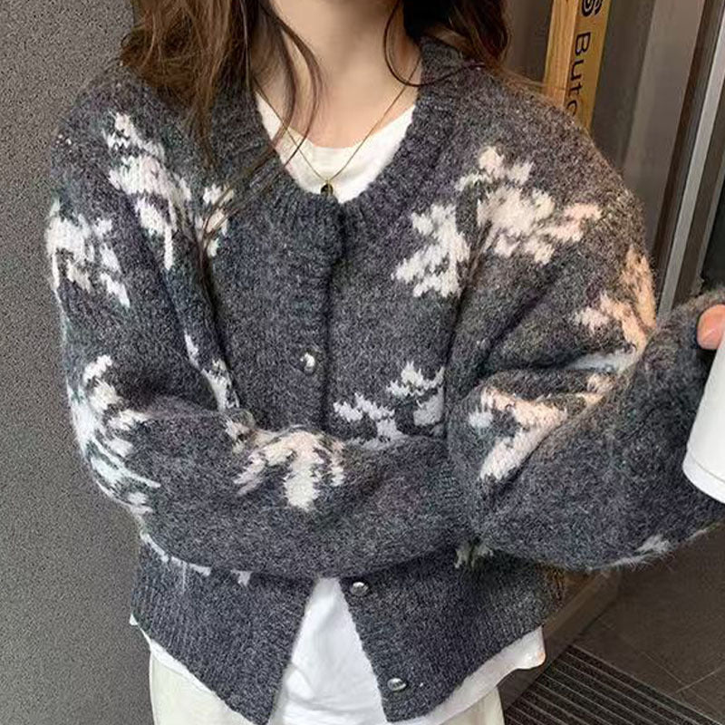 Soft Embroidered Snowflake Knit Cardigan for Women