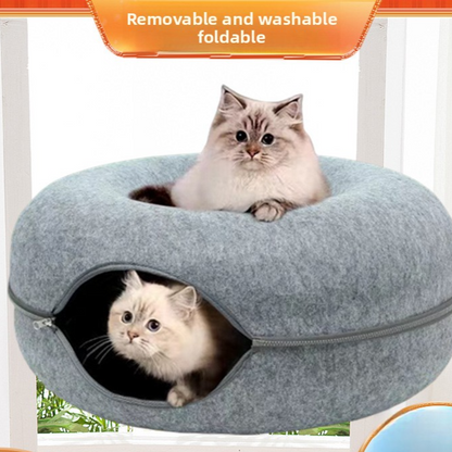Soft Felt Cat Nest with Tunnel