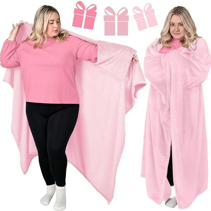 Soft Flannel Wearable Blanket for Home and Outdoor