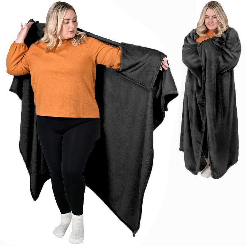 Soft Flannel Wearable Blanket for Home and Outdoor