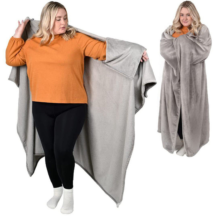 Soft Flannel Wearable Blanket for Home and Outdoor