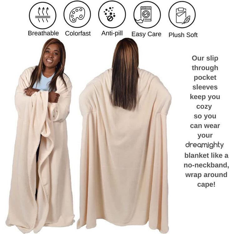 Soft Flannel Wearable Blanket for Home and Outdoor