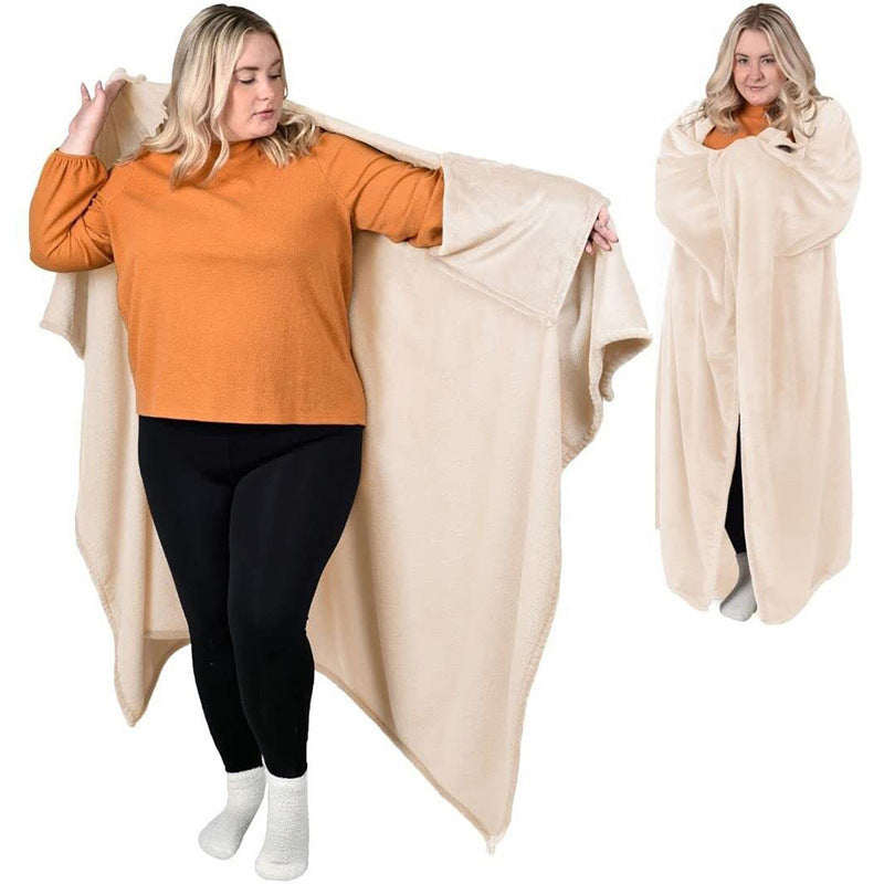 Soft Flannel Wearable Blanket for Home and Outdoor
