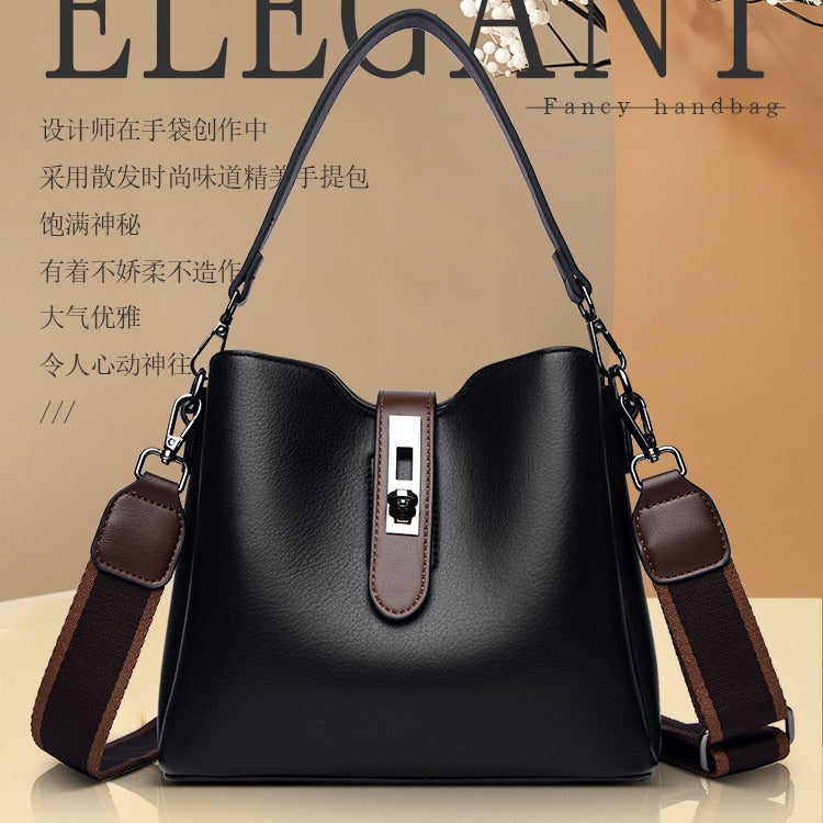 Soft leather bucket single-shoulder crossbody bag