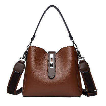 Soft leather bucket single-shoulder crossbody bag