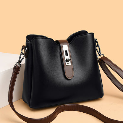 Soft leather bucket single-shoulder crossbody bag