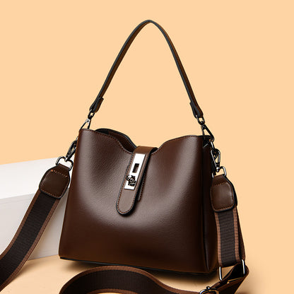 Soft leather bucket single-shoulder crossbody bag