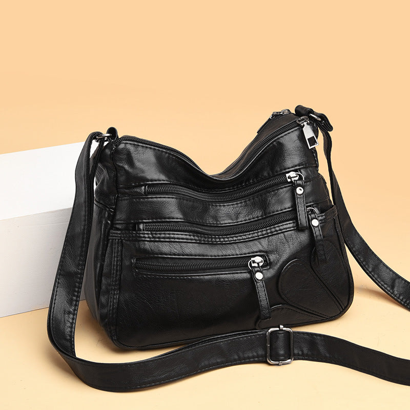 Soft Leather Crossbody Bag with Large Capacity