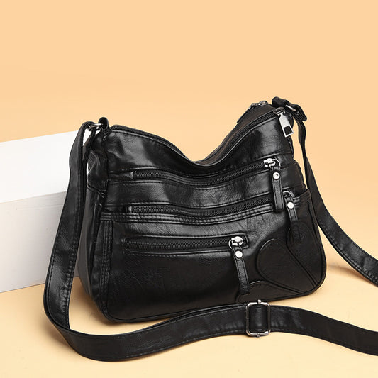 Soft Leather Crossbody Bag with Large Capacity