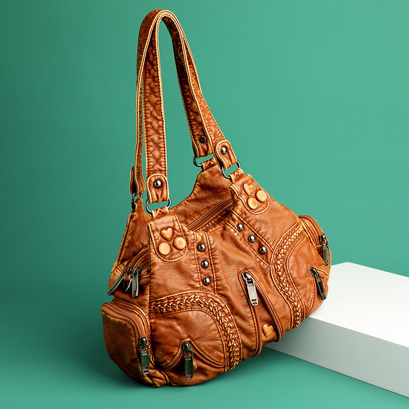 Soft Leather Crossbody Bag with Large Capacity