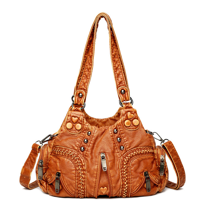 Soft Leather Crossbody Bag with Large Capacity