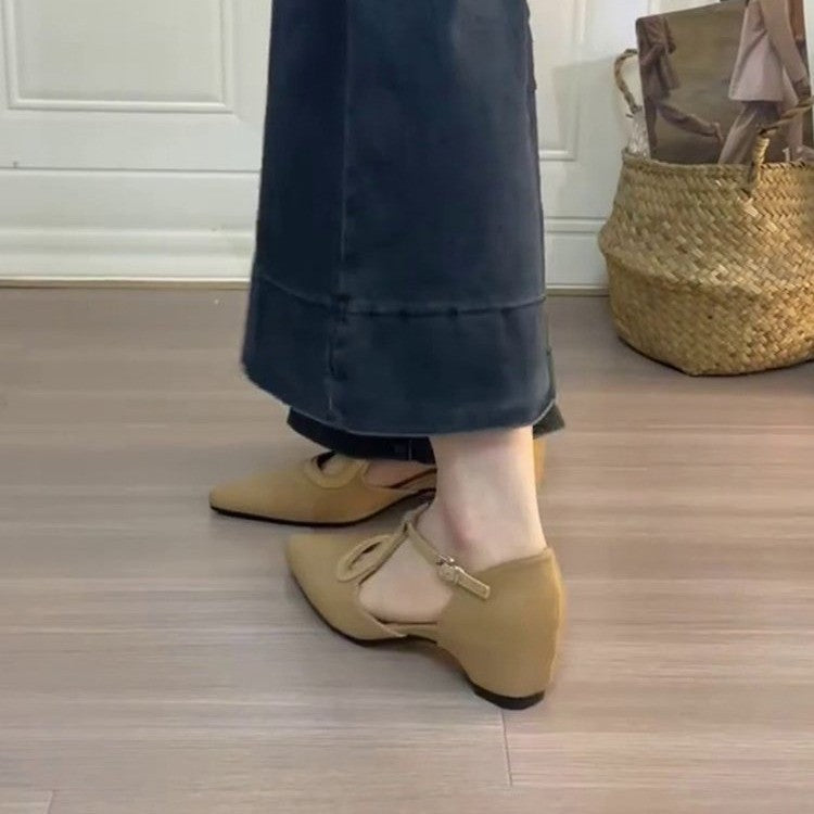 Soft Leather Pointed Toe Mary Jane Shoes