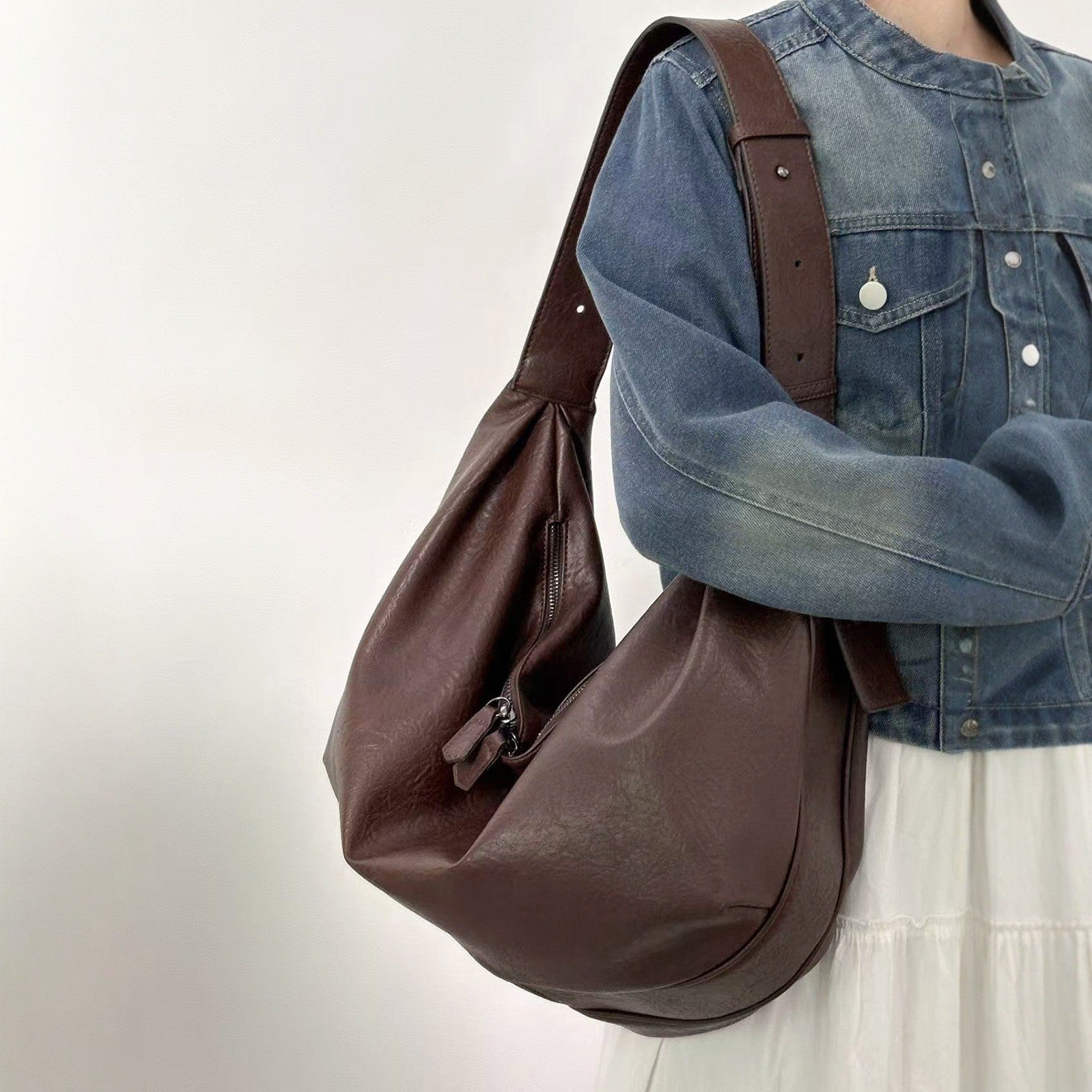 Soft Leather Retro Shoulder Tote Bag