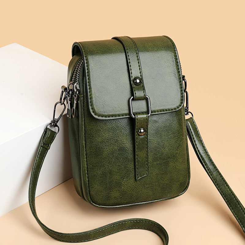 Soft leather texture crossbody bag