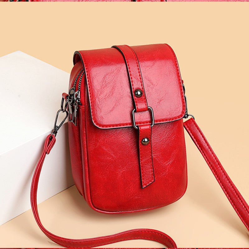 Soft leather texture crossbody bag