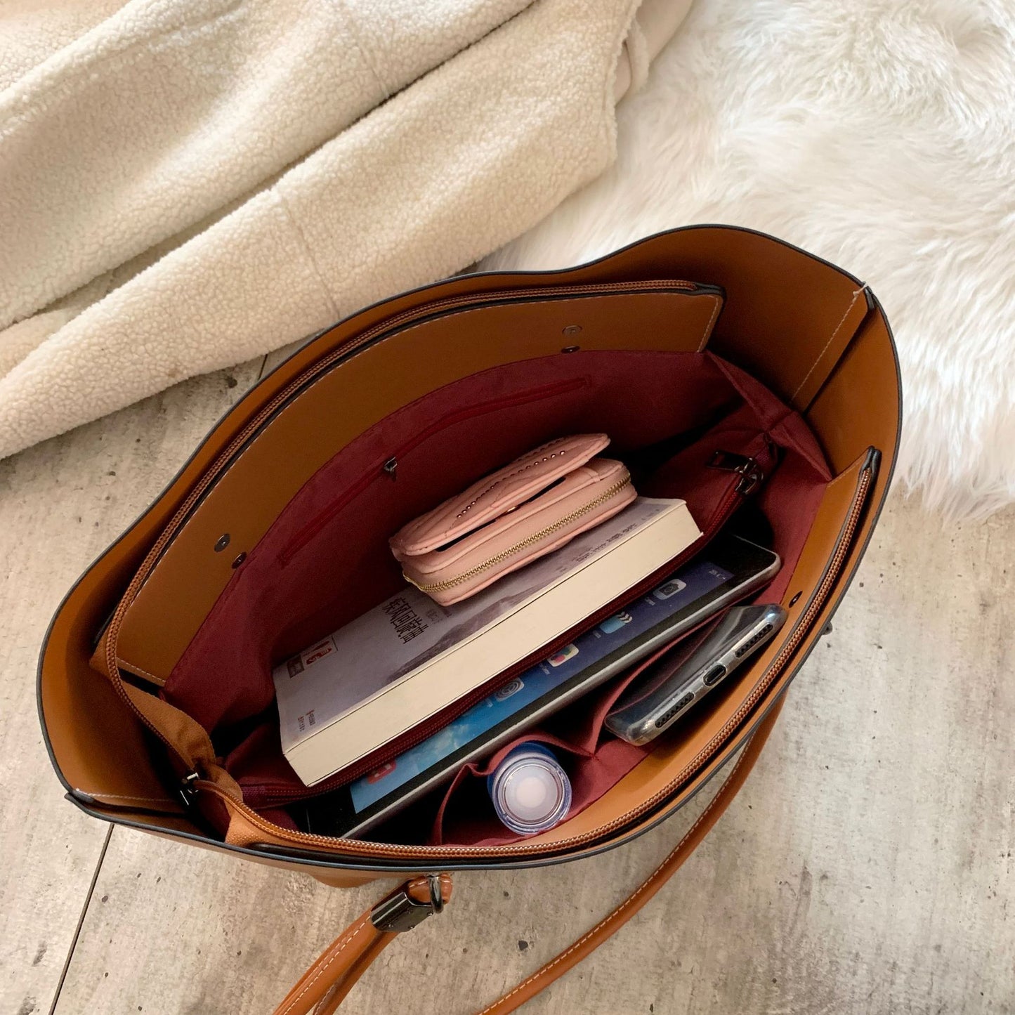 Soft Leather Texture Womens Tote Bag