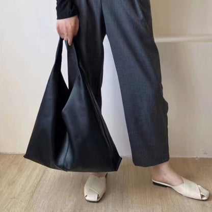 Soft Leather Tote Bag Minimalist Design Large Capacity