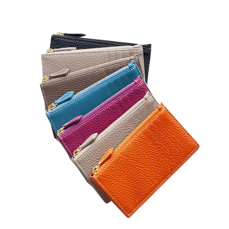 Soft leather zipper coin purse
