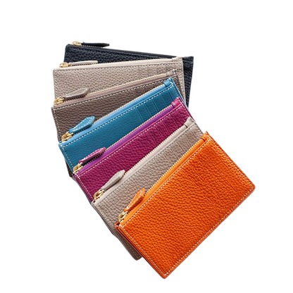 Soft leather zipper coin purse