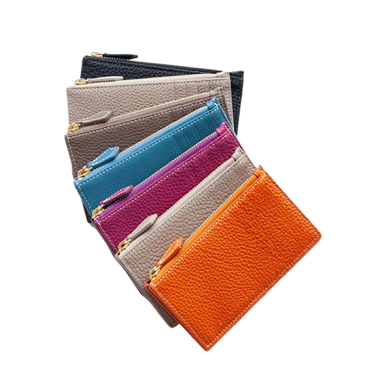 Soft leather zipper coin purse