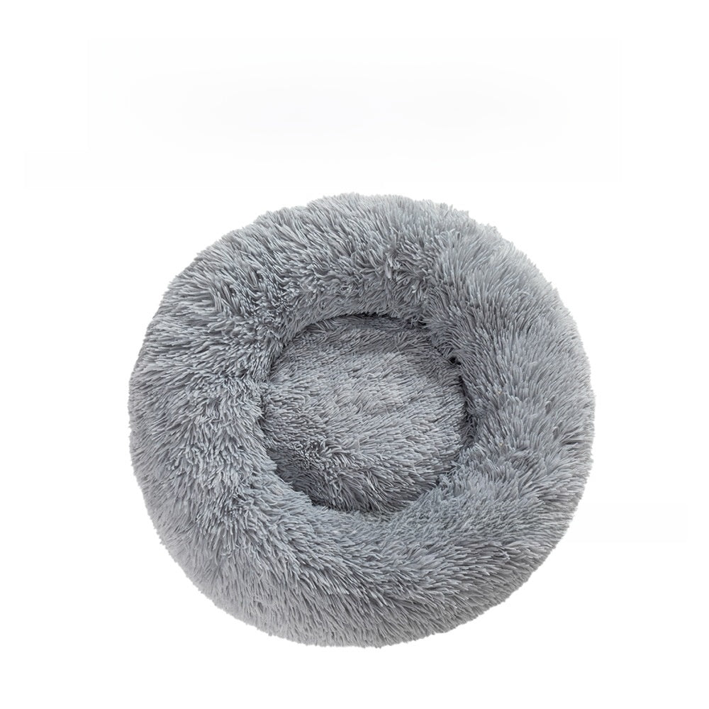 Soft plush round dog bed