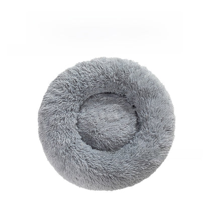 Soft plush round dog bed