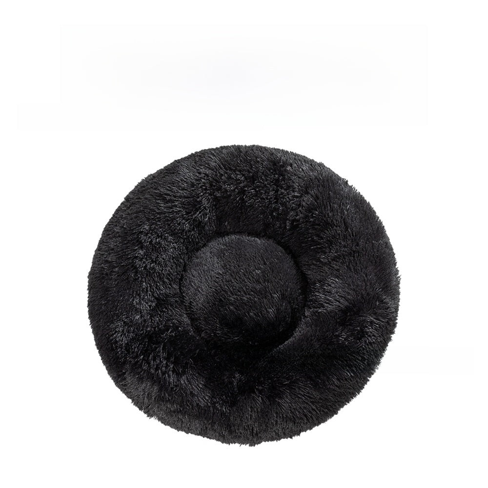 Soft plush round dog bed