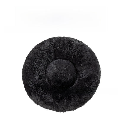 Soft plush round dog bed