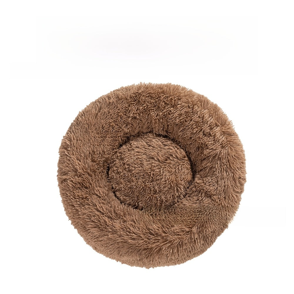 Soft plush round dog bed
