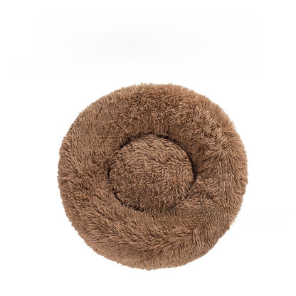 Soft plush round dog bed