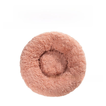 Soft plush round dog bed