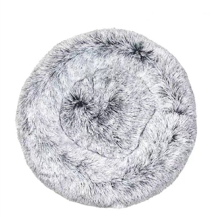 Soft plush round dog bed