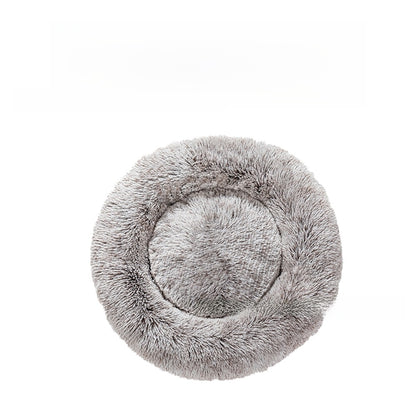 Soft plush round dog bed