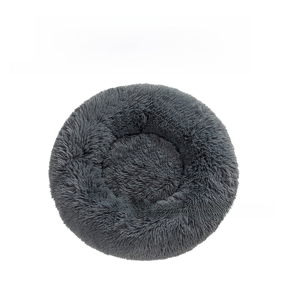 Soft plush round dog bed