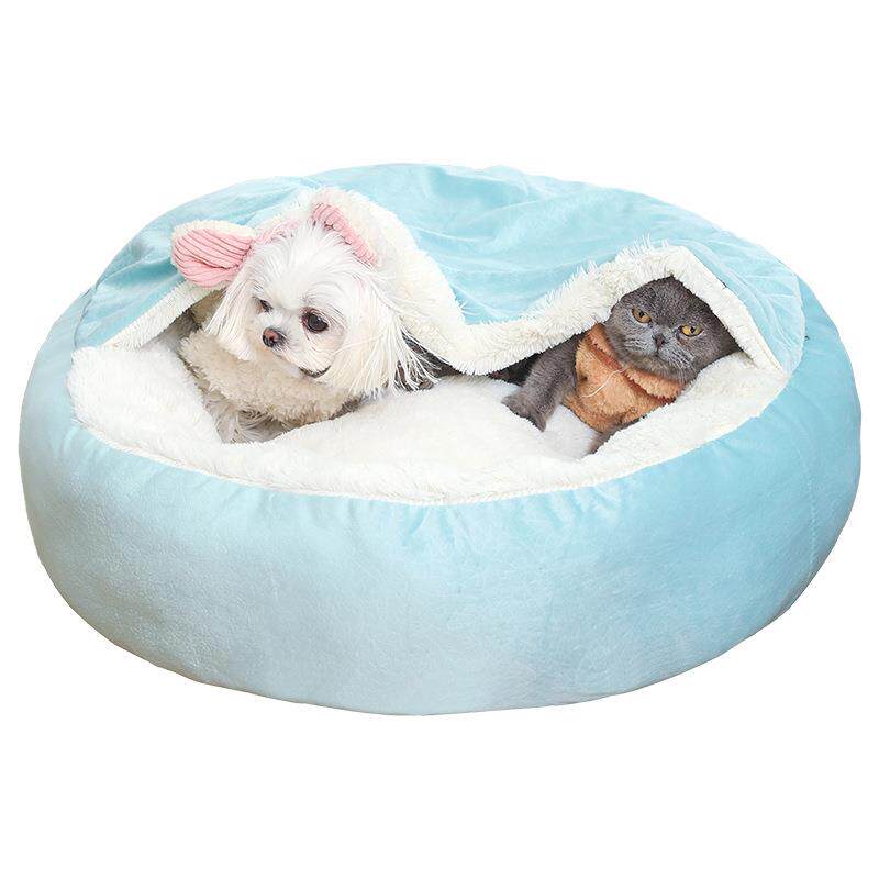 Soft Plush Two-in-One Pet Bed with Blanket