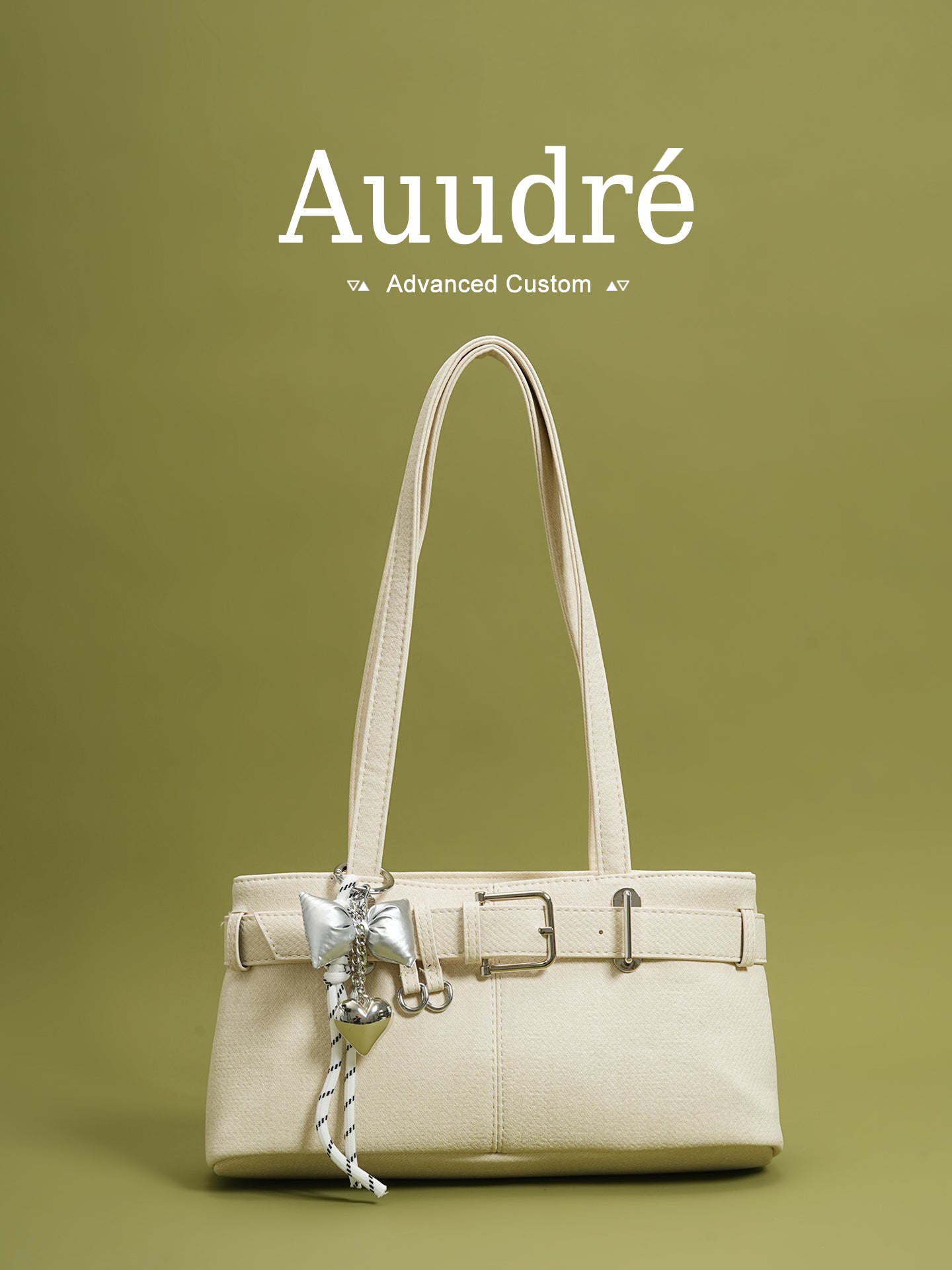 Soft PU Baguette Shoulder Bag with Pendant