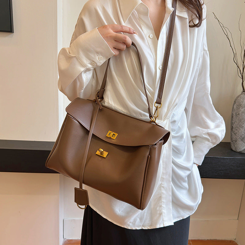Soft PU Tote Bag with Lock Closure