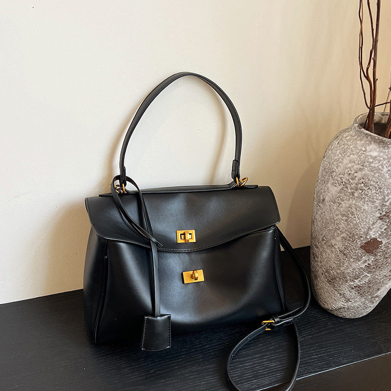 Soft PU Tote Bag with Lock Closure