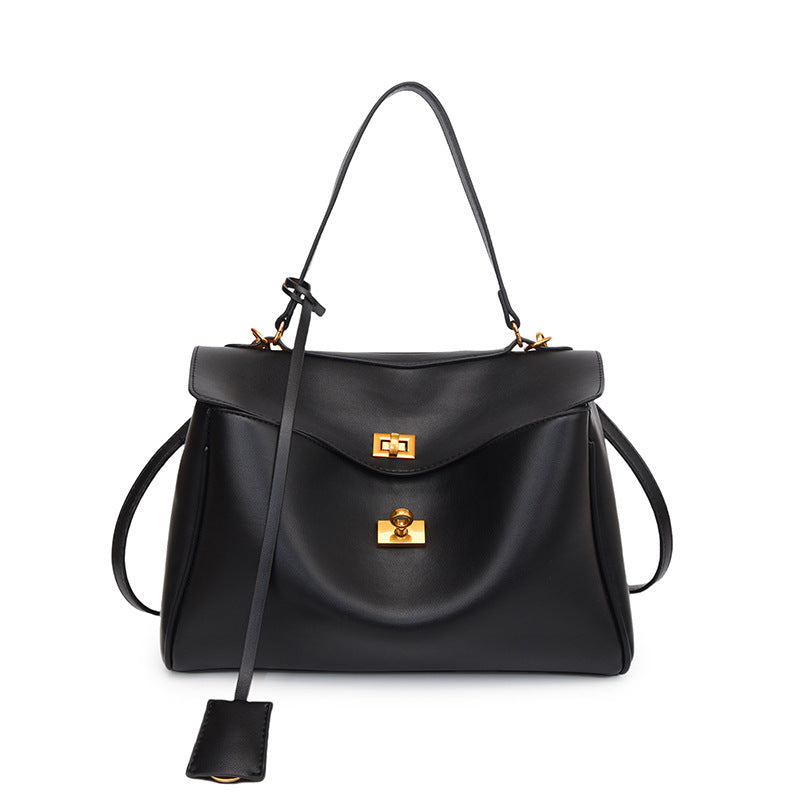Soft PU Tote Bag with Lock Closure