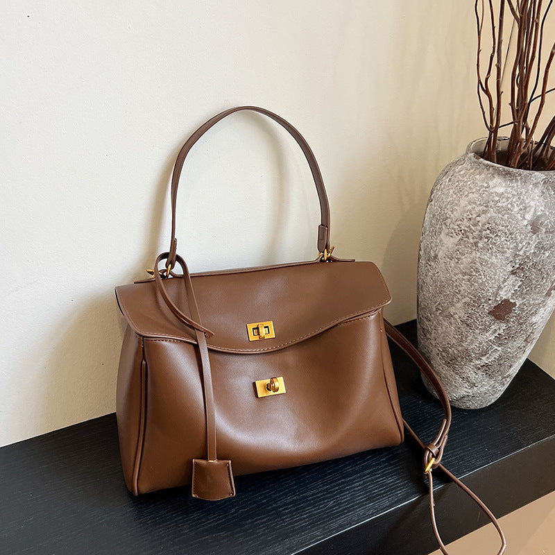 Soft PU Tote Bag with Lock Closure