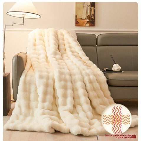 Soft Rabbit Fur Plush Blanket for Winter