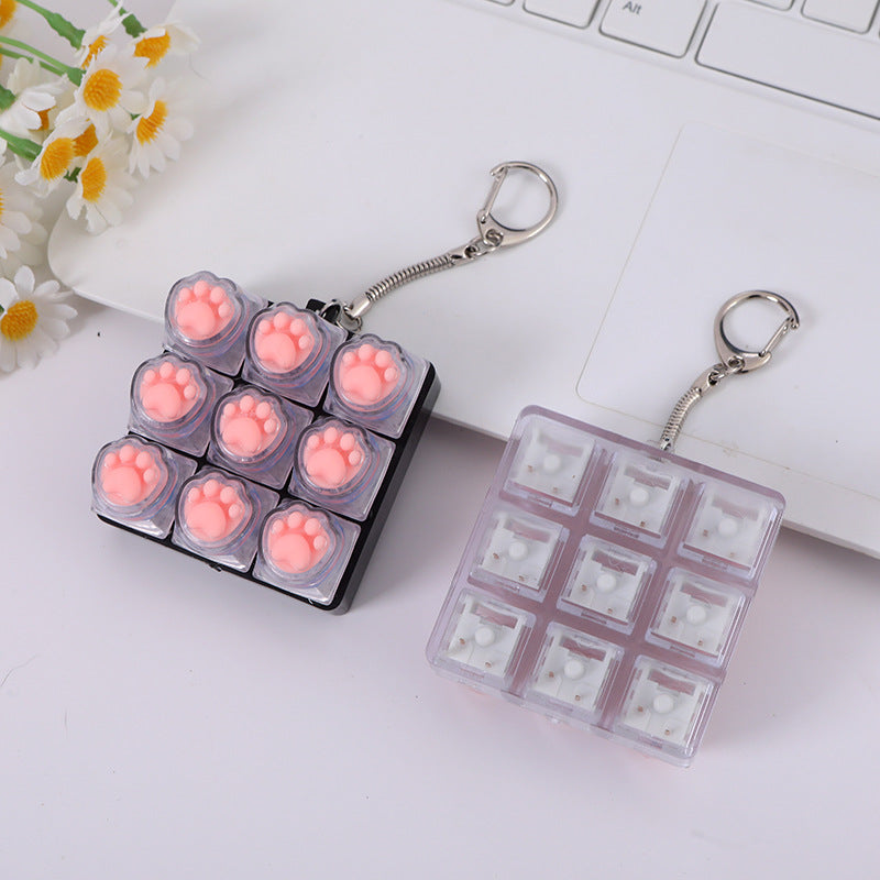 Soft silicone cat paw keycap keychain
