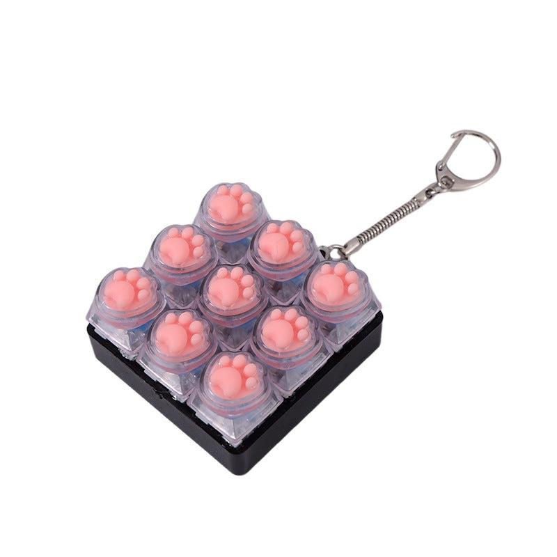 Soft silicone cat paw keycap keychain