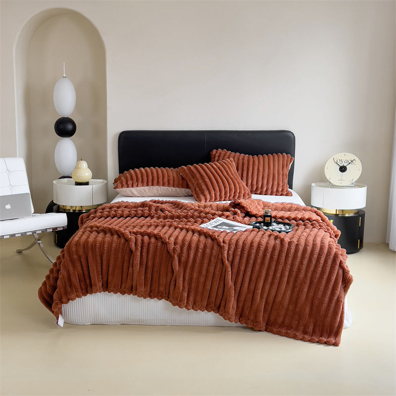 Soft Solid Color Flannel Plush Blanket