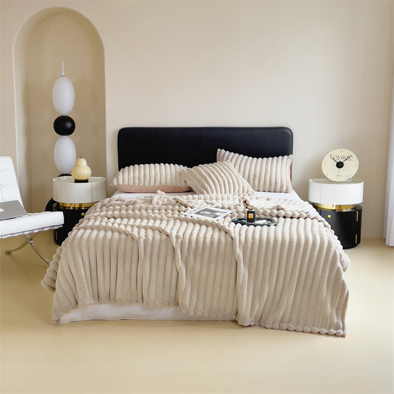 Soft Solid Color Flannel Plush Blanket