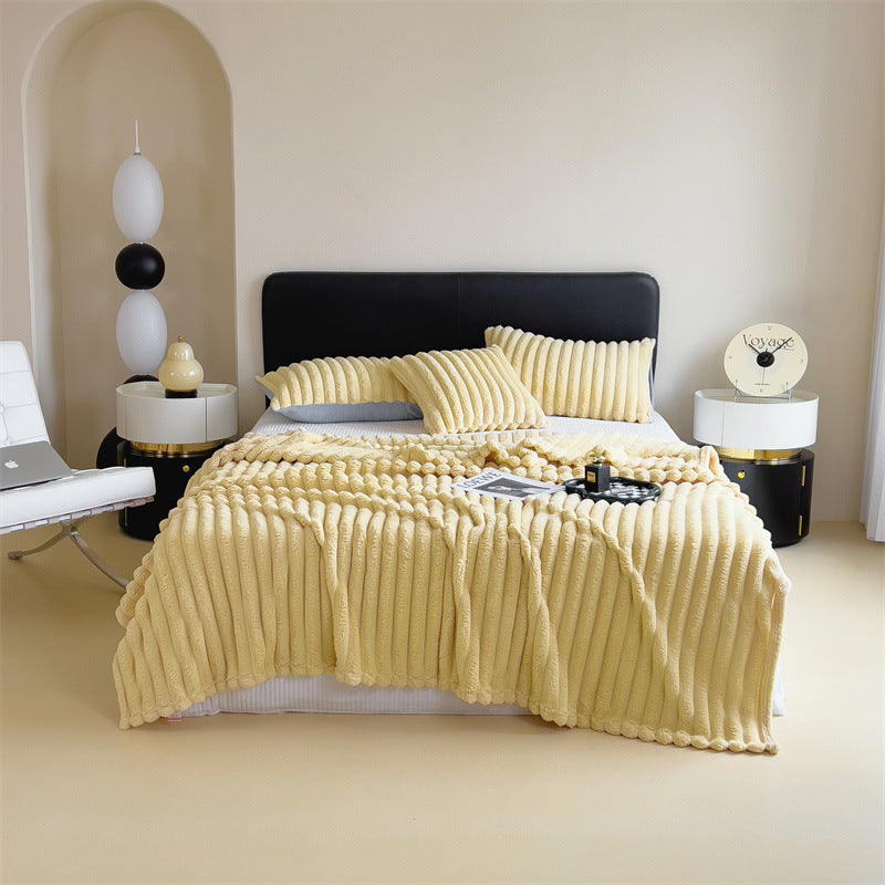Soft Solid Color Flannel Plush Blanket