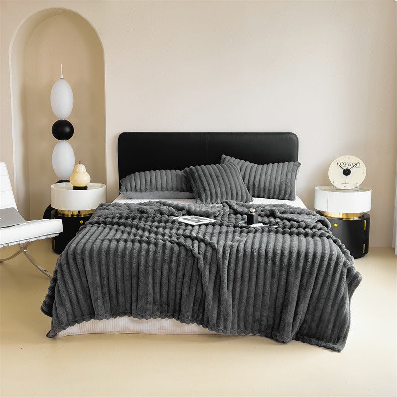 Soft Solid Color Flannel Plush Blanket