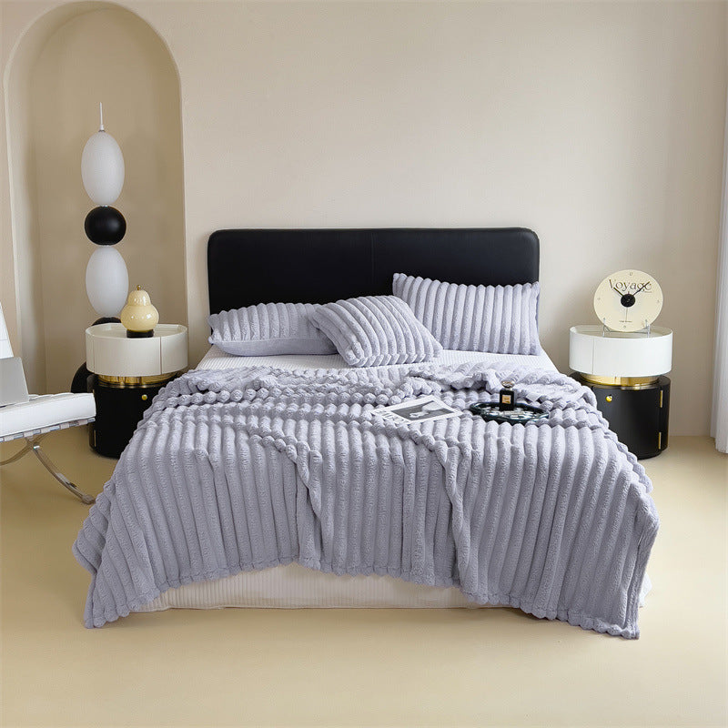 Soft Solid Color Flannel Plush Blanket